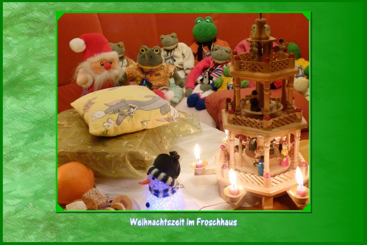 Der kleine Wichtel meint zum Weihnachtsmann:"Wir sind gleich fertig, Karli hat noch kein Geschenk."Der Weihnachtsmann bleibt ruhig:"Keine Angst, jeder bekommt sein Geschenk.Karli als Wetterfrosch und Beobachter am Fernrohr bekommt ein weiches Sitzkissen.Damit macht die Wetterbeobachtung doppelt Spaß!"